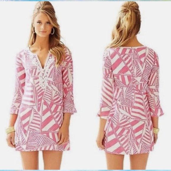 Lilly Pulitzer Julianna Mini Beaded Tunic Dress Capri Pink Small - Picture 1 of 5